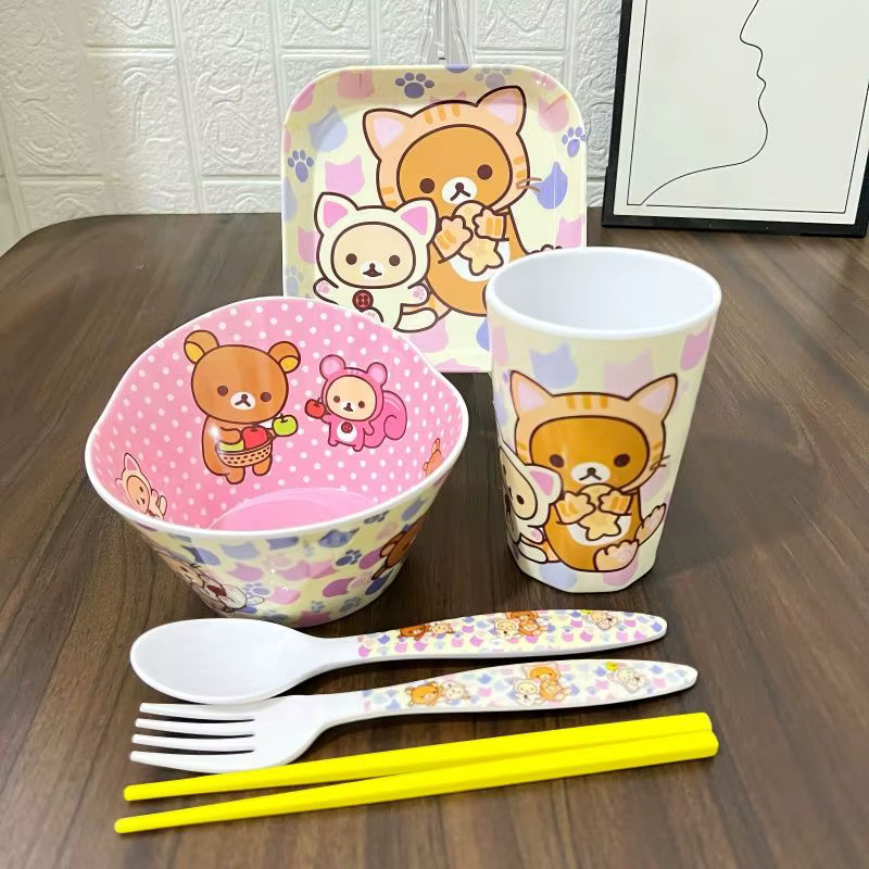 Bandai Rilakkuma Geschirrset mit Schüsseln und Tellern in Multicolour - Bild 2