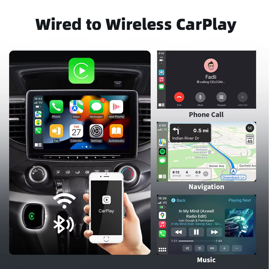 EKIY 2in1 AI Smart Box Black: Drahtloser CarPlay und Android Auto Adapter für dein Auto mit Wired CarPlay System - Bild 4