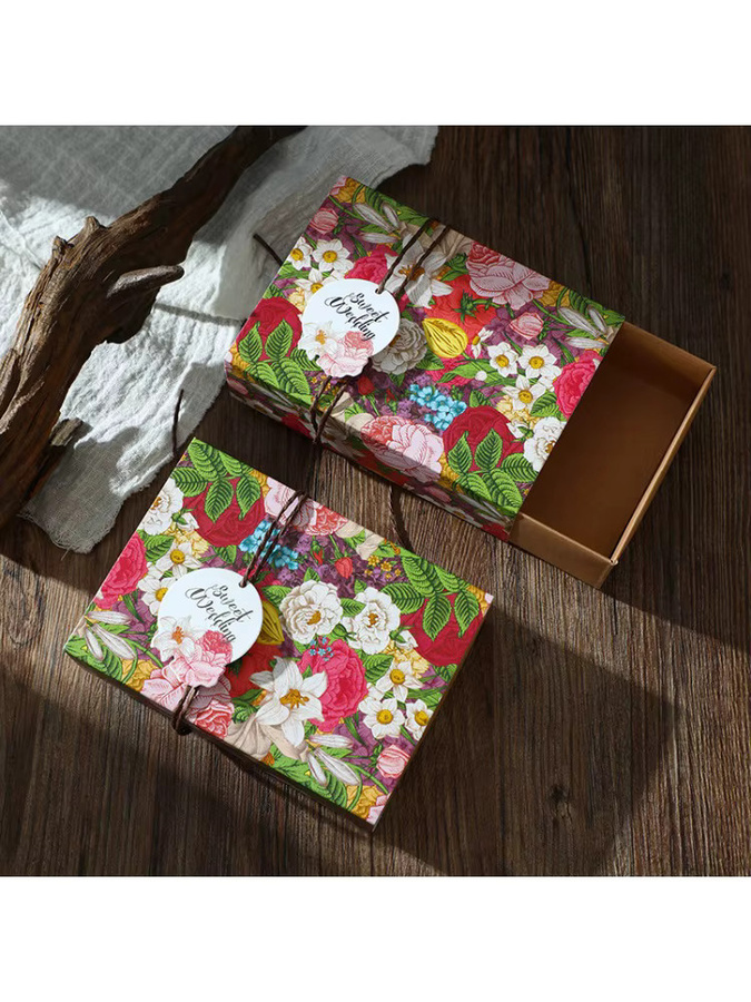 Dekorative Pralinenschachtel aus Kraftpapier im Waldstil für Hochzeit, Geburtstag oder Party, braun und mehrfarbig - Bild 3
