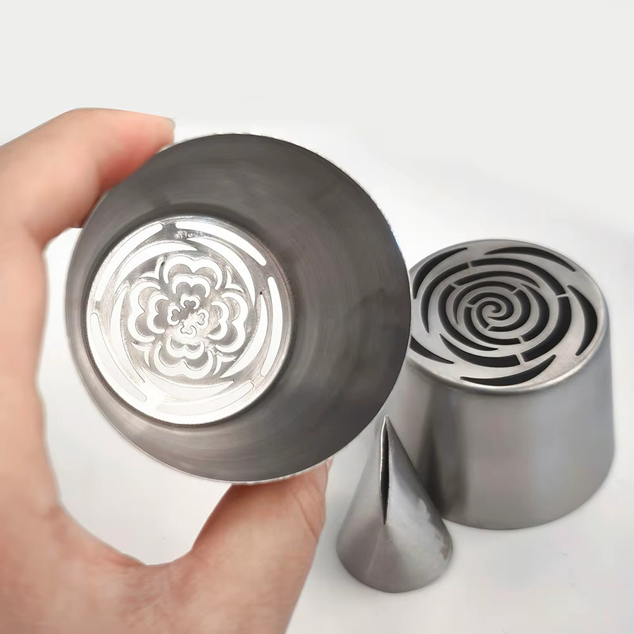 MRF Russische Spritzdüse Blumenmuster aus Edelstahl in Silber für Tortendekoration und Sahne - Bild 2
