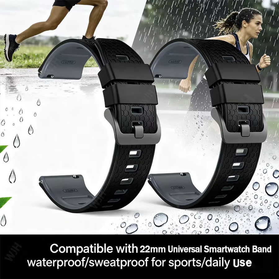 Huami Silikonarmband, 22 mm, Schwarz, Smartwatch Armband - Bild 4