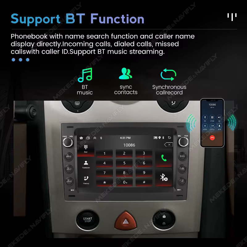 STRONGNAVI Android 15 Autoradio für Renault Megane 2 II 2003-2009 Multimedia Player mit GPS, Carplay und Android Auto, Schwarz - Bild 4