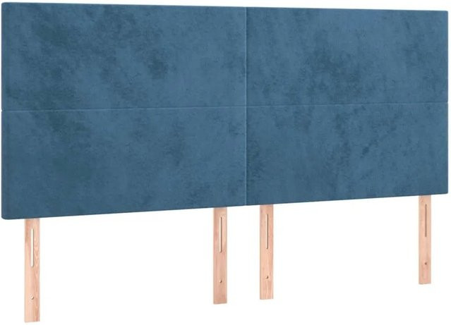 vidaXL Kopfteil aus Samt in Dunkelblau, B/T/H: 160 x 5 x 118/128 cm - Bild 1