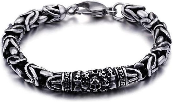 Allbestart Armband, Schädel, Magnetische Schnalle, Zinklegierung, Silber, Herren - Bild 1