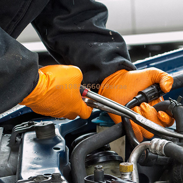 KOQZM Nitrilhandschuhe in Orange mit strukturiertem Griff für mechanische Sicherheit und Arbeit, 10 Stück - Bild 1