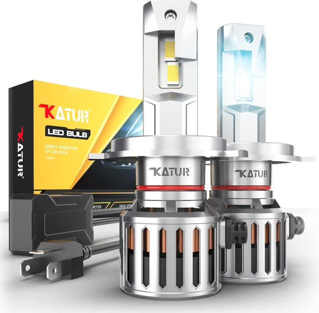 Katur 2 Stück Turbo H4 9003 HB2 LED-Scheinwerfer Set, 40000LM, 200W, 6000K, Canbus, Farbe: Silber - Bild 1