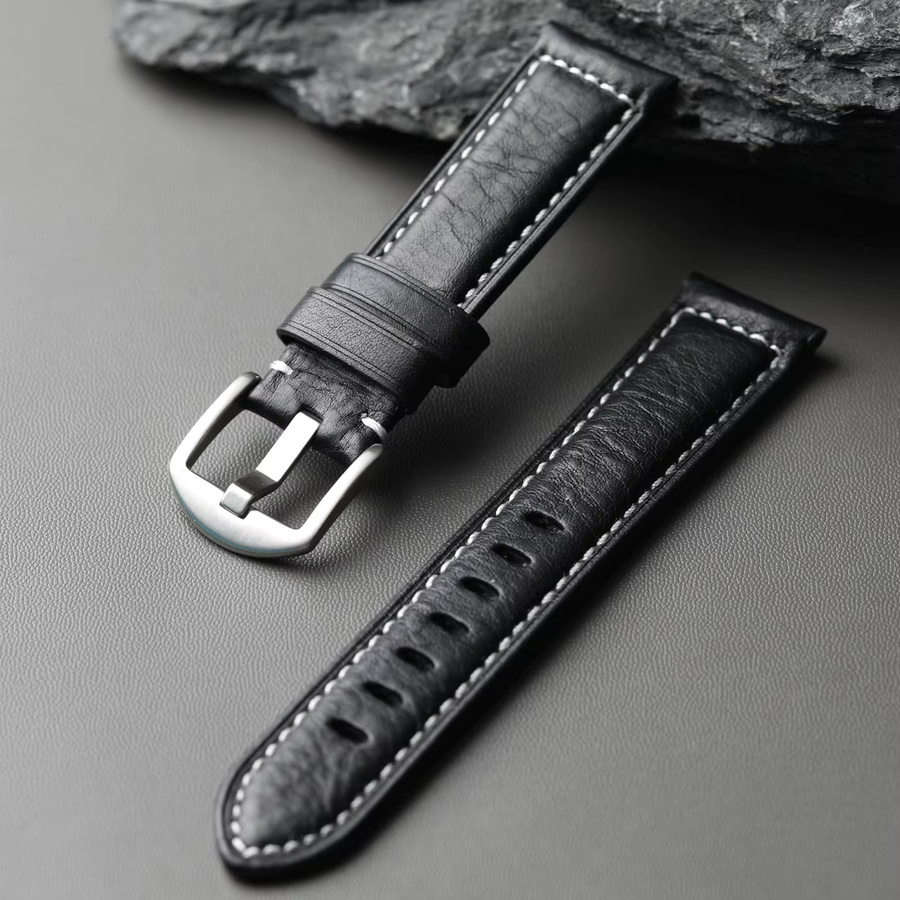 Raystray Uhrenarmband Leder, Schwarz, Herren, Vintage - Bild 2
