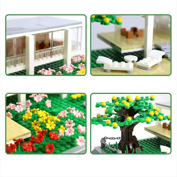 Mengwoha Kreative Villa, Bausteine Haus, Modell Bau Ziegel, Natur - Bild 5