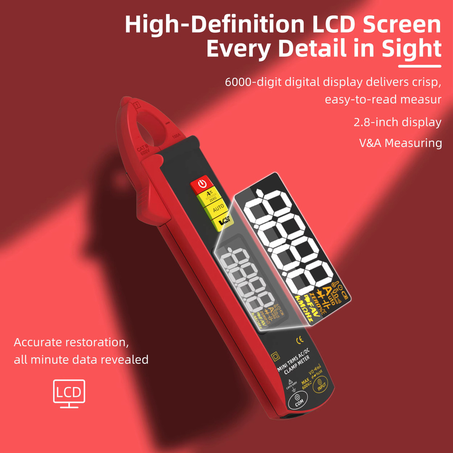 BSIDE Digitales Zangenmessgerät True RMS Amperemeter für DC/AC Strom mit Temperaturmessfunktion in Rot - Bild 4