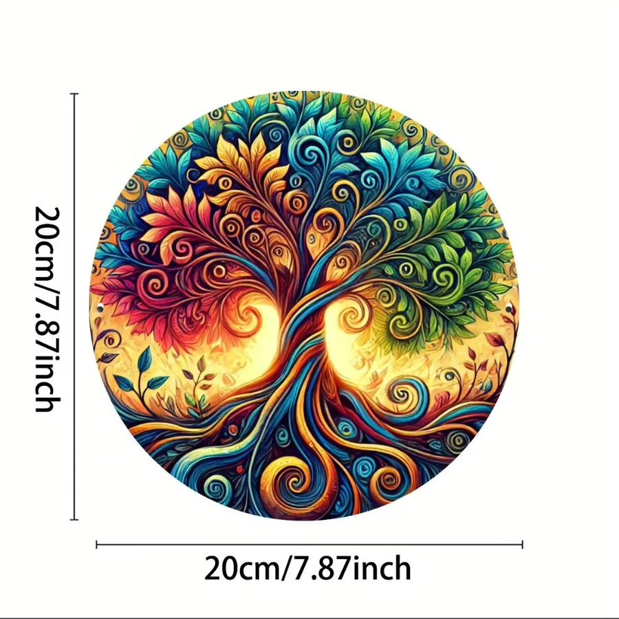 CIFBUY Lebensbaum Wandkunst aus Metall als Mandala-Aluminiumschild in Multicolor, B/H: 20,3 x 20,3 cm - Bild 2
