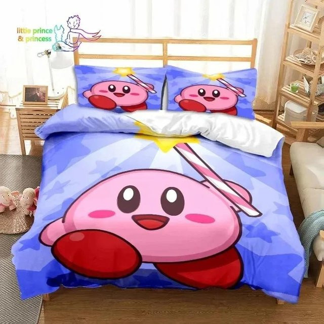 Jinmeige Kirby Bettwäsche-Set mit 3D-Design, Blau, B/H: 135 x 200 cm - Bild 1