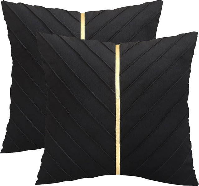 HASE FiFi Samt-Kissenbezug in Gold und Schwarz, quadratisch, B/B: 45 x 45 cm - Bild 1