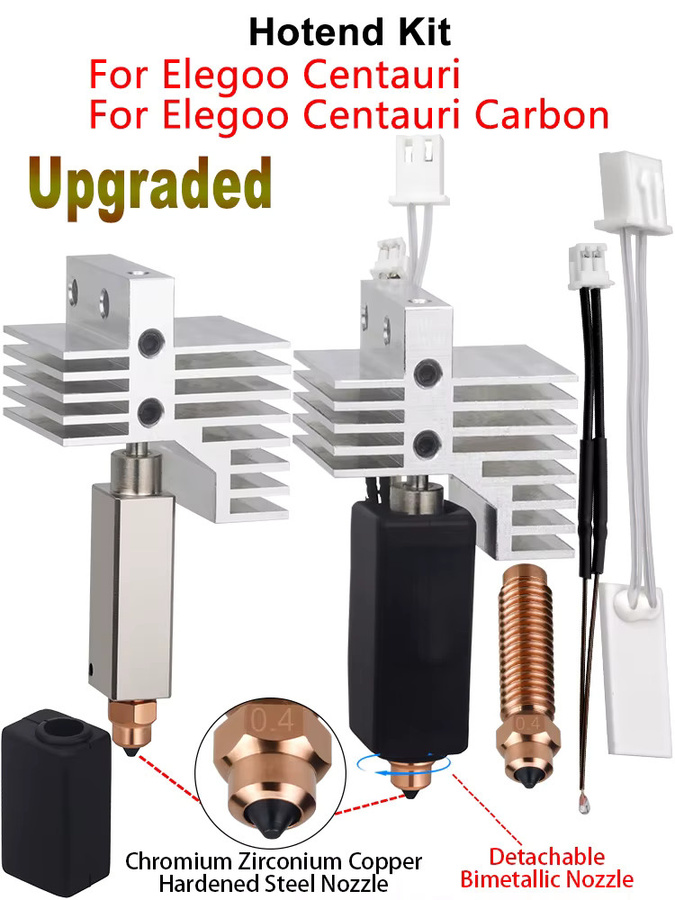 Elegoo Centauri Carbon Hotend Kit mit abnehmbarem Heizblock und Zirkonium-Kupfer-Düse in Silber - Bild 5