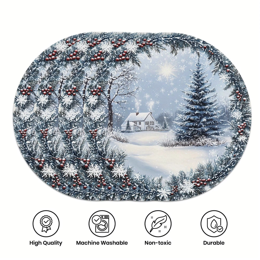 VIKAMA 4er Set Weihnachts Tischsets mit Tannenzapfen-Design für die festliche Tischdekoration - Bild 2