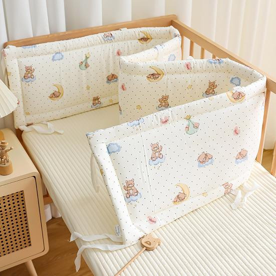 Universeller Gitterbett-Stoßfänger aus atmungsaktivem Baumwollpolster für Babybetten - Bild 1