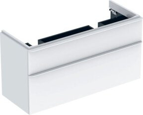 Geberit Smyle Square Doppelwaschtisch in Weiß Hochglanz mit 2 Schubladen, B/T/H: 118,4 x 61,7 x 47 cm - Bild 1
