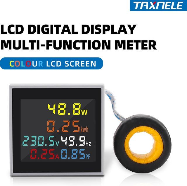 6in1 Digitalanzeige Voltmeter Amperemeter AC-Monitor mit Strom, Spannung, Frequenz und Energiezähler bis 100A sowie Signalleuchte, 22mm - Bild 1