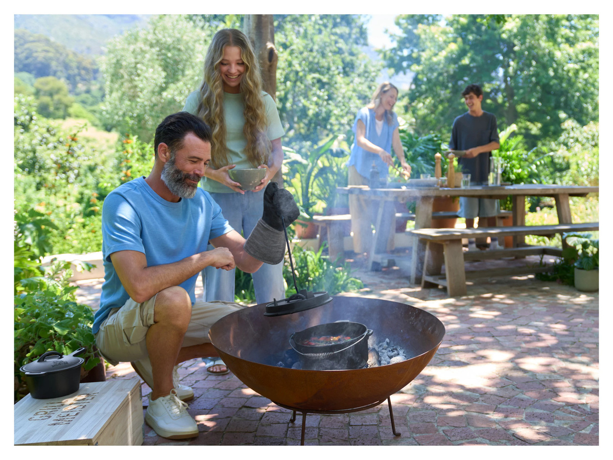 GRILLMEISTER Dutch Oven Set aus Gusseisen in Schwarz mit 5,52 l Volumen - Bild 2