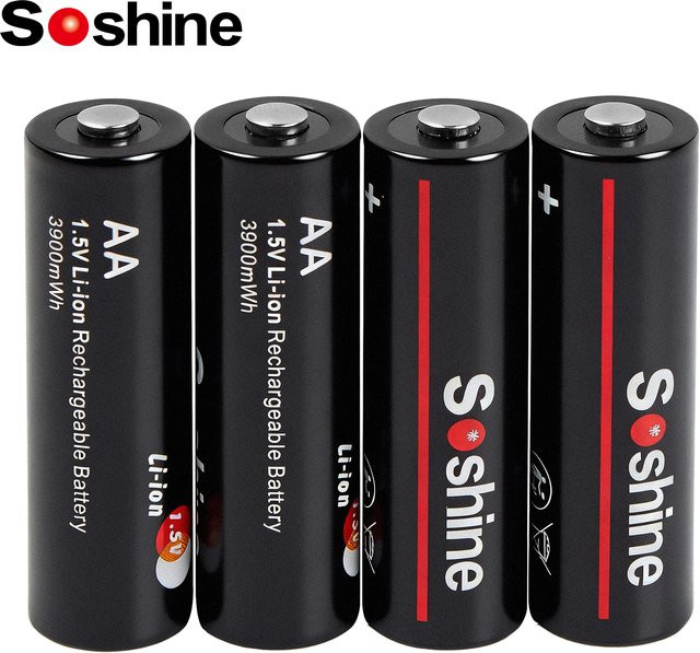 Soshine AA 1,5V Lithium-Ionen Akku in Schwarz mit 3900mWh für Uhren und Rauchmelder - Bild 1
