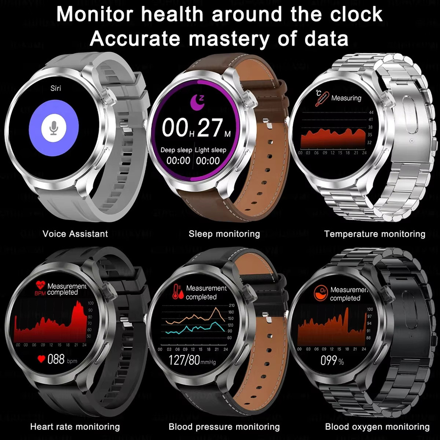 KAVSUMI Smartwatch, Schwarz, GPS, NFC, Bluetooth, Herren - Bild 4
