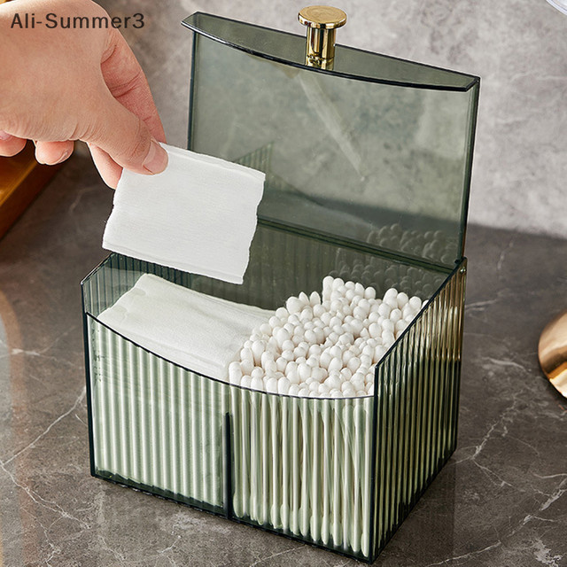 Transparente Schmuckbox und Make-up Organizer aus Acryl für Baumwollpads und Lippenstift, Farbe: Grün, B/T/H: 13,5 x 10,0 x 13,5 cm - Bild 1
