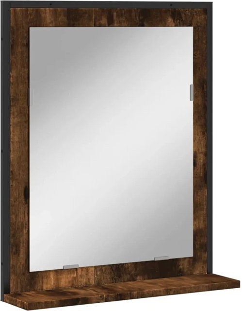 vidaXL Badspiegel mit Ablage in Räuchereiche, Wandmontage, B/T/H: 50 x 12 x 60 cm - Bild 1