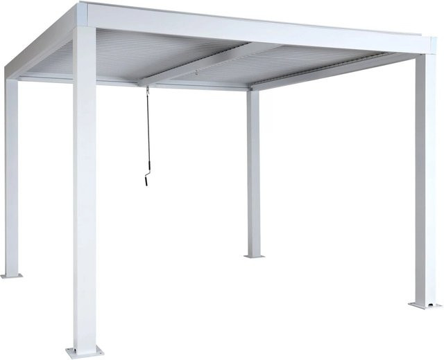 BERLINLODGE Pergola Gartenpavillon mit Lamellen in Weiß, Aluminium-Gestell mit Regenrinne, H x B x T: 220 x 300 x 300 cm - Bild 1