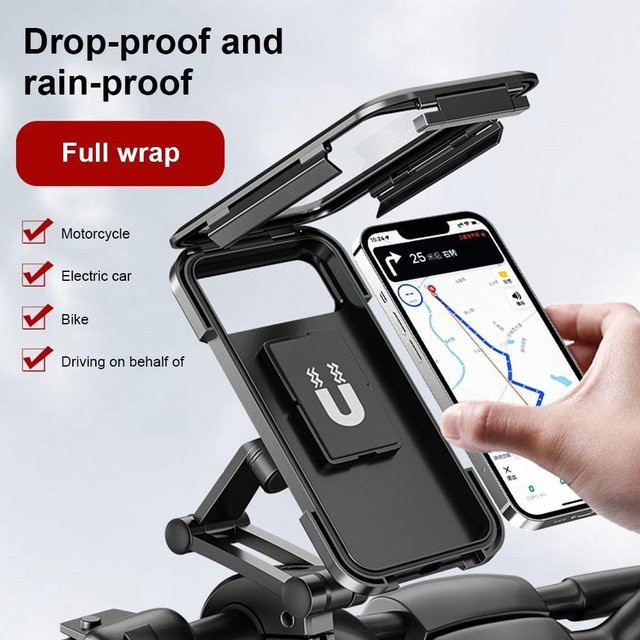 Yuyongzhi Wasserdichter Motorrad-Handyhalter mit 360 Grad Drehung und universeller GPS-Unterstützung in Grau und Schwarz - Bild 1
