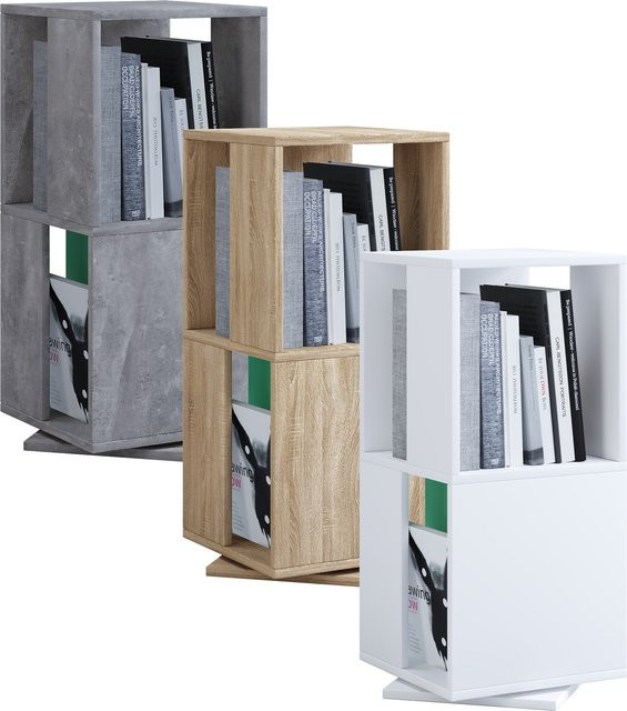 VCM Drehregal Stifta L in Weiß mit Holzstruktur-Nachbildung für dein Büro, H x B x T: 74 x 34 x 34 cm - Bild 2