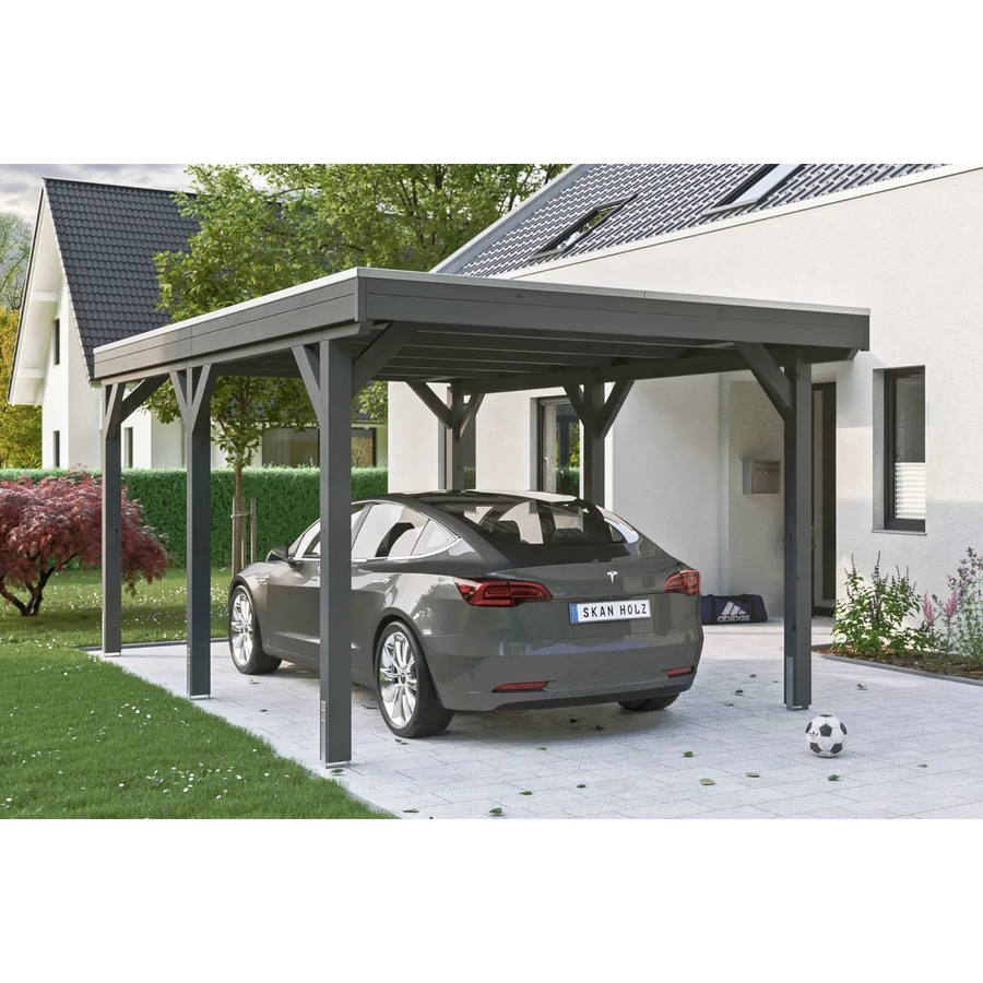 Skan Holz Carport Grunewald aus Fichte mit Aluminiumdach in Grau, B: 321 cm, T: 554 cm, H: 243 cm - Bild 2