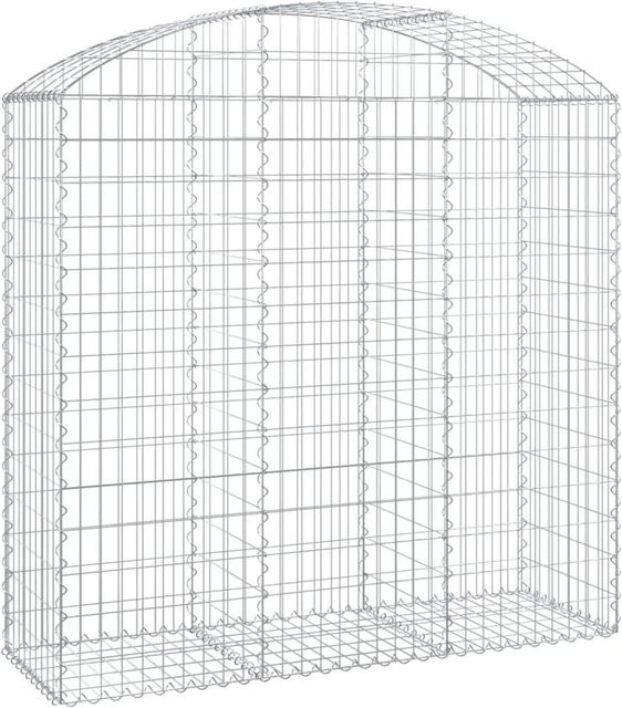 vidaXL Gabione mit Hochbogen aus verzinktem Eisen in Silber, B/T/H: 150 x 50 x 140/160 cm - Bild 1