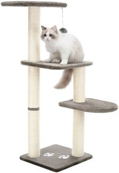 Trixie Kratzbaum Altea für Katzen in Grau mit integriertem Spielzeug und Jute - Bild 1