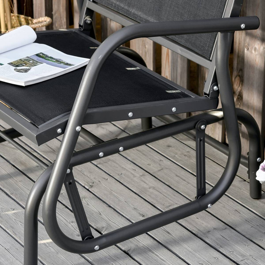 Outsunny Schaukelstuhl mit Mesh-Stoff und Armlehnen in Schwarz, B/T/H: 75 x 66 x 85 cm - Bild 5