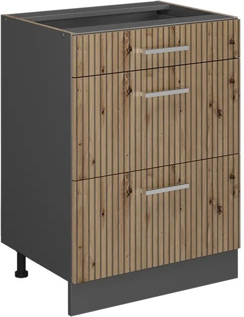 Vicco Küchenunterschrank R-Line Artisan-Eiche/Anthrazit mit Schubladen ohne Arbeitsplatte B/T/H: 60 x 46 x 81,6 cm - Bild 1