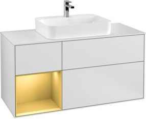 V&B Finion Waschtischunterschrank mit Wandbeleuchtung und Regalfach in Weiß lackiert, Breite: 120 cm - Bild 1