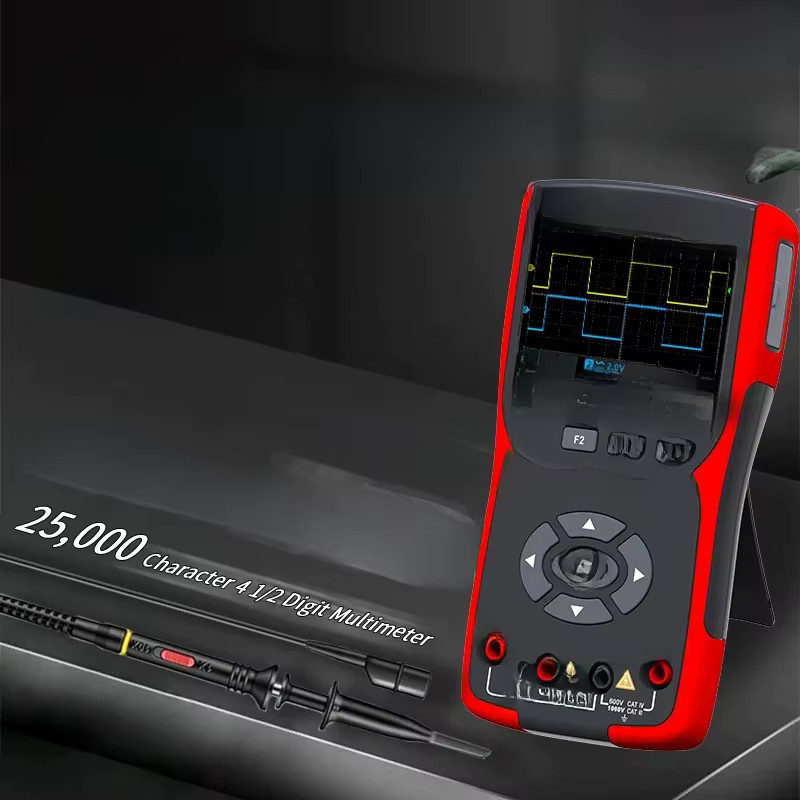 ZOYI 3-in-1 Digitalmultimeter mit 50 MHz Bandbreite, 280 MS/s, Dual-Oszilloskop, Signalgenerator und PC-Wellenform in Rot - Bild 1