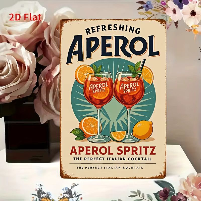 Vintage Aperol Spritz Logo Metall-Wandkunstschild, multicolor, B: 20,3 cm, H: 30,0 cm - Bild 3
