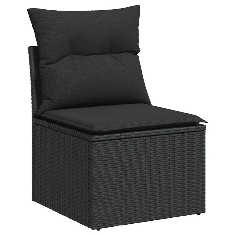 vidaXL 6-tlg. Garten-Sofagarnitur aus Poly-Rattan in Schwarz mit Kissen und pulverbeschichtetem Stahlgestell - Bild 2