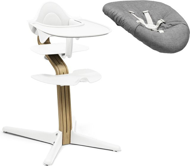 Stokke Nomi Bundle Hochstuhl Eiche inkl. Newbornset, Babyset und Tray in Weiss - Bild 1