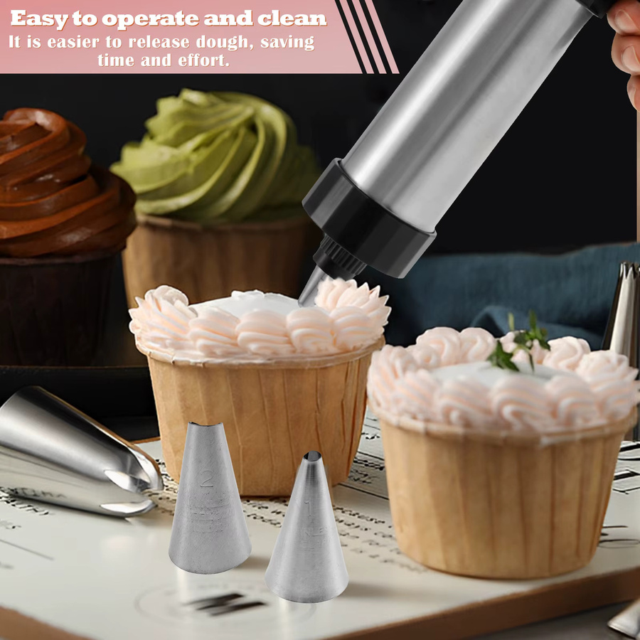 Willstar Churro Maker Set aus Edelstahl in Silber mit Spritzbeutel und verschiedenen Düsen für Gebäck und Keksformen - Bild 4