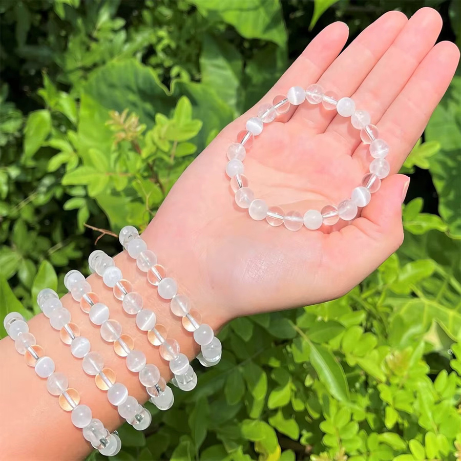 Armband, Quarz und Selenit, 8 mm, Weiß, Unisex - Bild 2