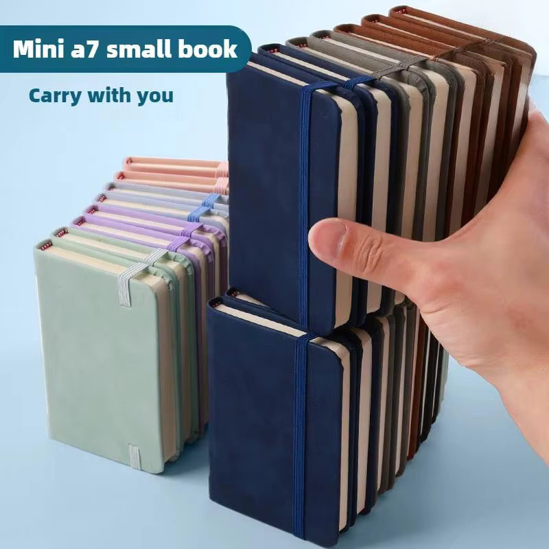 4er-Set Tragbare A7 Notebook Taschen aus PU-Leder in Schwarz mit linierten Papierseiten für Notizblöcke und Tagebücher - Bild 2