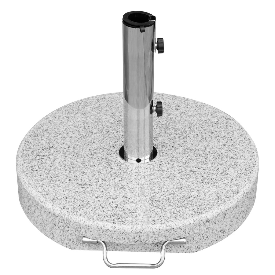 Rollbarer Sonnenschirmständer Anndora aus Edelstahl in Hellgrau mit Griff und Rädern, Durchmesser: 50 cm, Gewicht: 40 kg, Schaft für 48 mm Schirmstamm - Bild 1