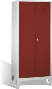 C+P Doppelspind Classic auf Füßen mit 2 Abteilen, Front Rubinrot, Korpus Lichtgrau, H x B x T: 185 x 81 x 50 cm - Bild 1