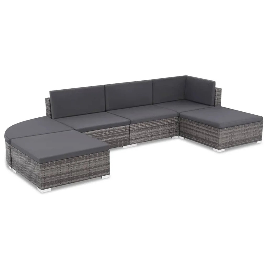 Furnicato Terrassensofa Set aus Poly Rattan und Stahl mit Polstern in Grau und Dunkelgrau, B/T/H: 70 x 70 x 59 cm - Bild 2