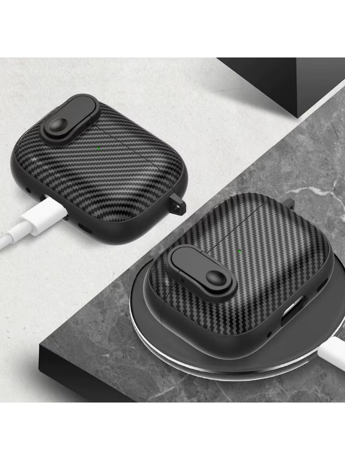 Stoßfeste Carbon Fiber Schutzhülle für Apple AirPods Pro 1, 2 und 3 Generationen in Schwarz - Bild 7