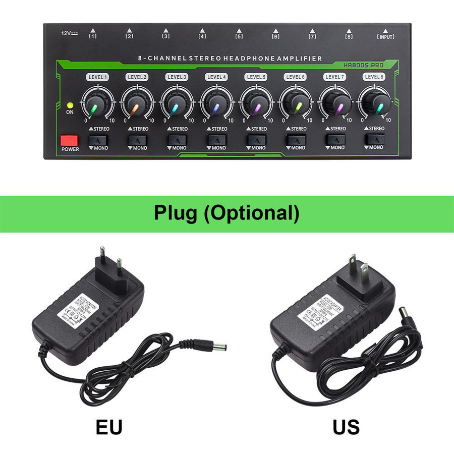 Andoer 8-Kanal Stereo-Kopfhörerverstärker mit 6,35 mm Jack Anschluss in Schwarz - Bild 4