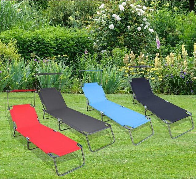 VCM Sonnenliege klappbar mit stufenlos verstellbarem Sonnendach aus Textilene, B/T/H: 55 x 185 x 24 cm - Bild 1
