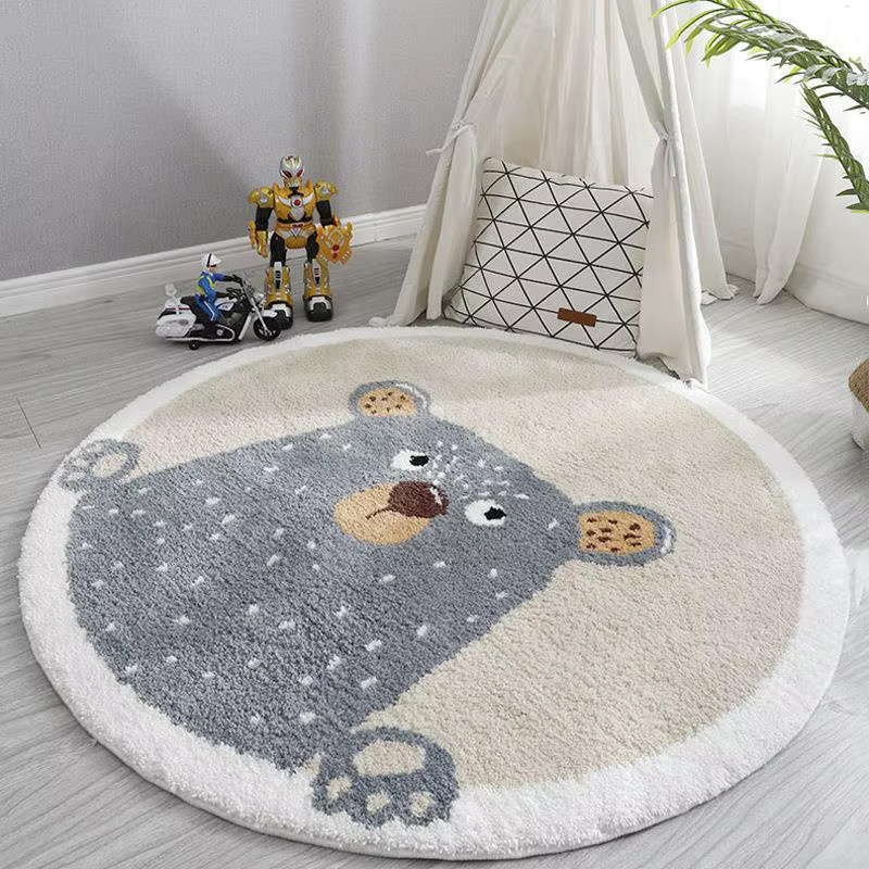 VIKAMA Runder Tier-Teppich aus Polyester für Kinderzimmer und Schlafzimmer, Durchmesser: 60 cm - Bild 1