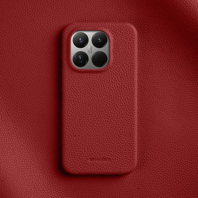 Melkco Echtleder Handyhülle mit Litschi-Muster für Xiaomi 15T Pro, 15 Ultra, 17 Pro Max, 13 und 14 in Rot - Bild 1